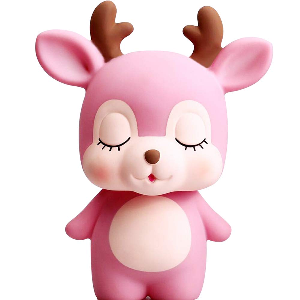 Amazon.com : H&W Cute Deer Money Bank (Pink) Unbreakable Piggy